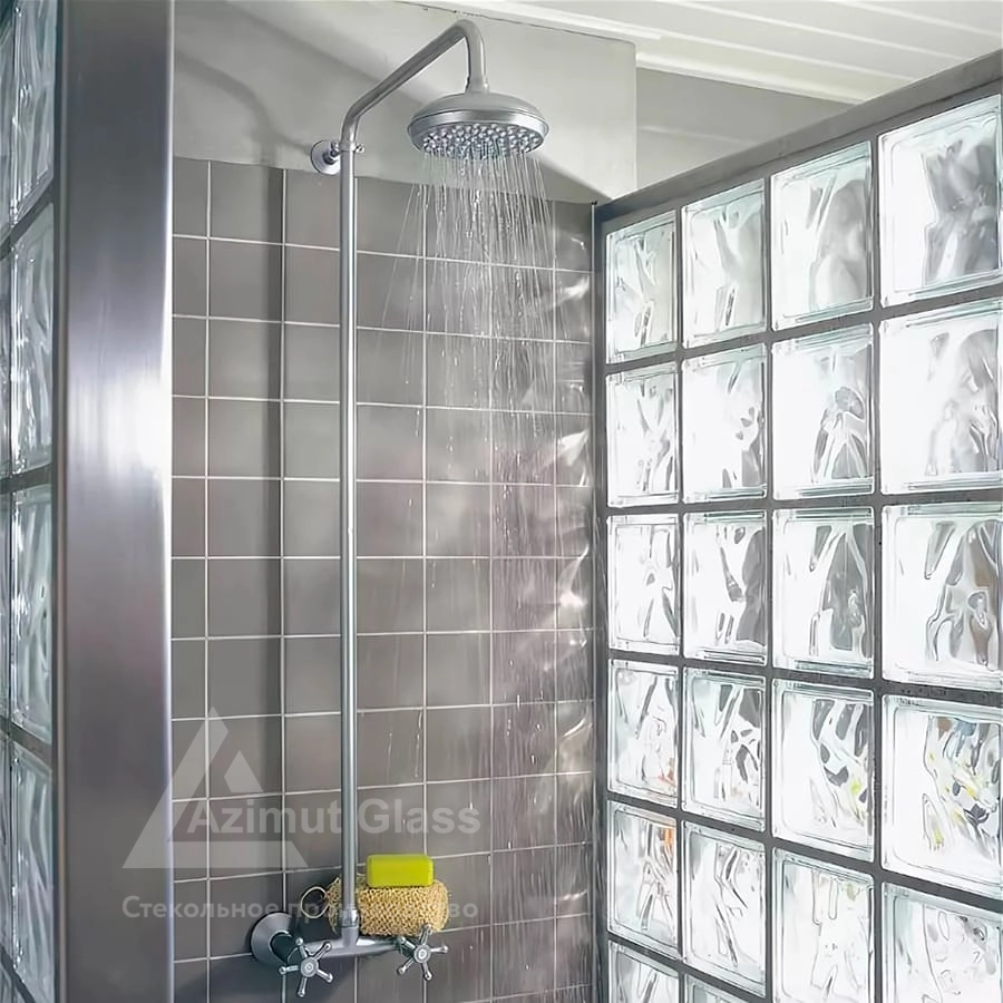 Стенка из стеклоблоков в ванной - 71 фото